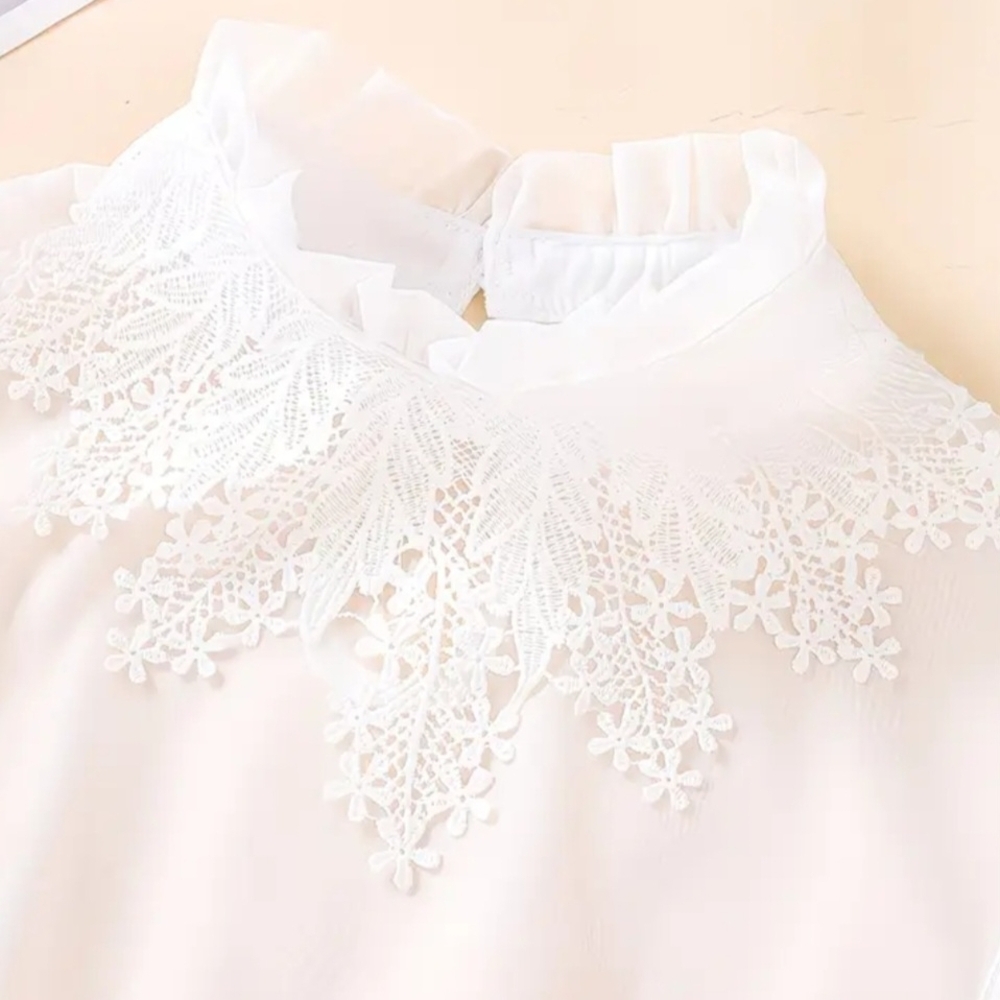 Delicate White Lace Collar Blouse